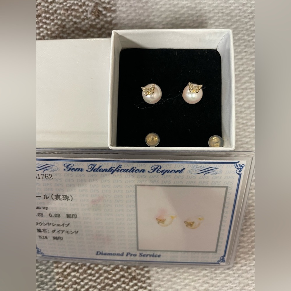 Pearl earrings K18 Japan Gold with Certificate